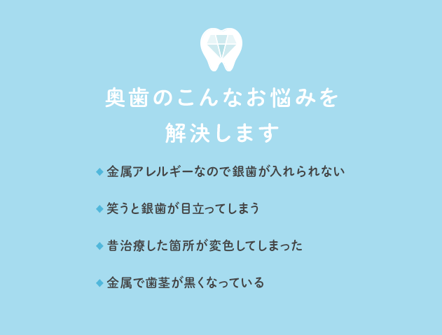 奥歯のこんなお悩みを解決します