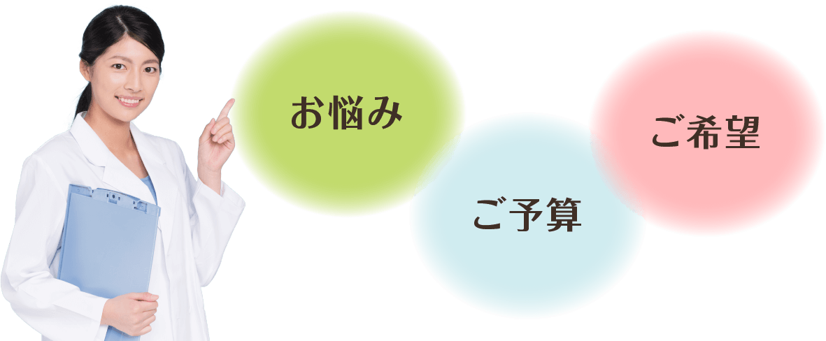 お悩み、ご予算、ご希望